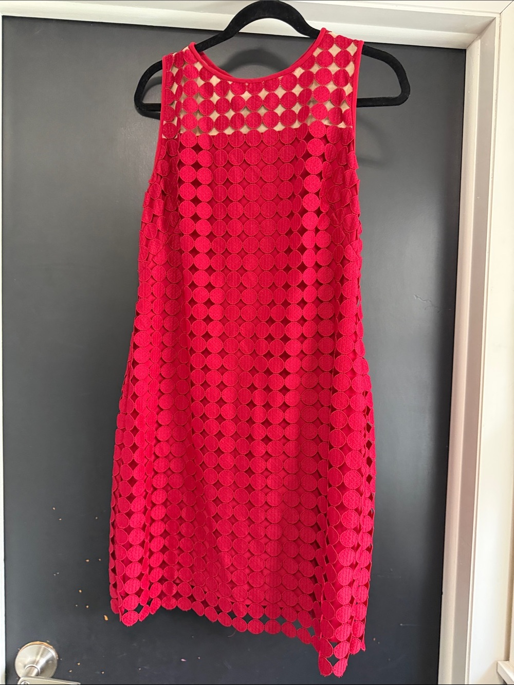 Lauren Ralph Lauren Hot Pink Circle-Lace Sleeveless Mini Dress